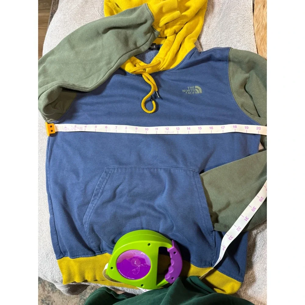The North Face‎ Colorblock Hoodie Pullover Men Small Yellow Green Blue Cotton
